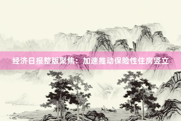 经济日报整版聚焦：加速推动保险性住房竖立