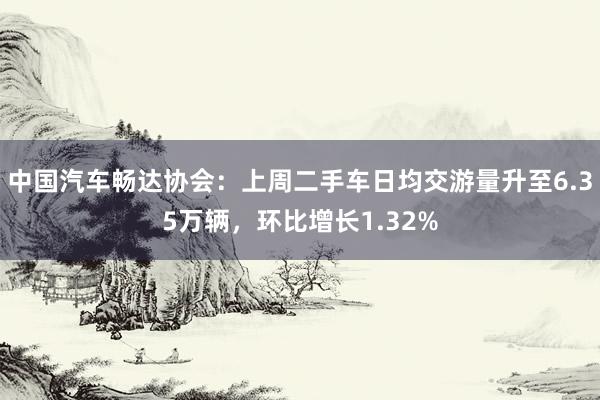 中国汽车畅达协会：上周二手车日均交游量升至6.35万辆，环比增长1.32%