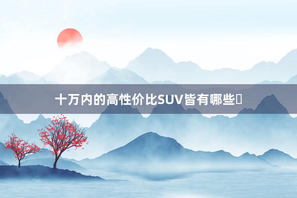 十万内的高性价比SUV皆有哪些❓
