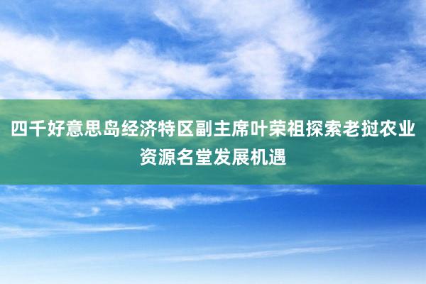 四千好意思岛经济特区副主席叶荣祖探索老挝农业资源名堂发展机遇